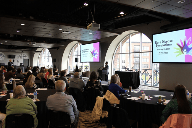 Dr. Patrick Flume delivering opening remarks at the Rare Disease Symposium. Photos by Kimberly Brown